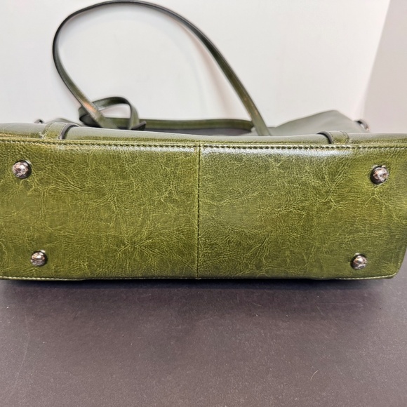 Maison Provence Green Leather Tote with Mini Pouch/Strap EUC - Picture 8 of 9